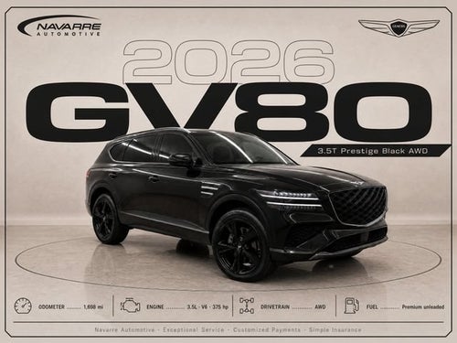 2026 Genesis GV80 3.5T Prestige Black AWD
