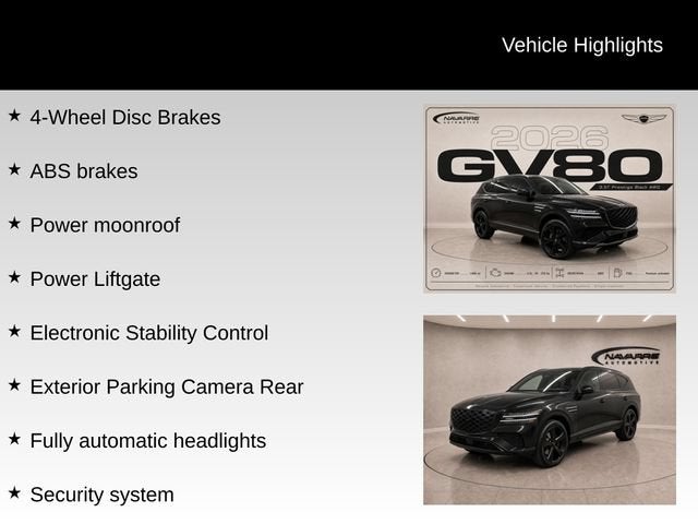 2026 Genesis GV80 3.5T Prestige Black AWD