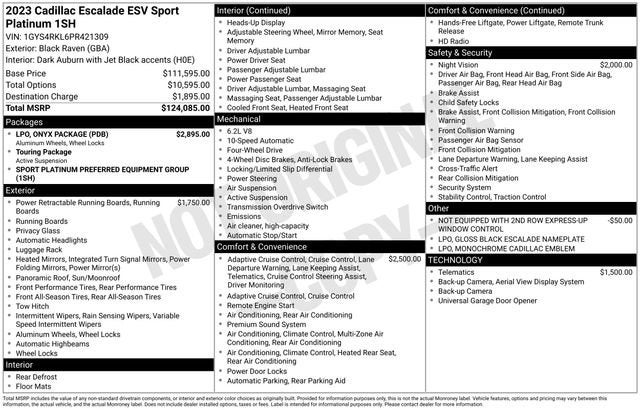 2023 Cadillac Escalade ESV Sport Platinum