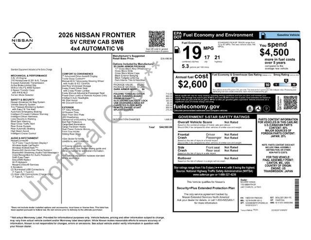 2026 Nissan Frontier SV