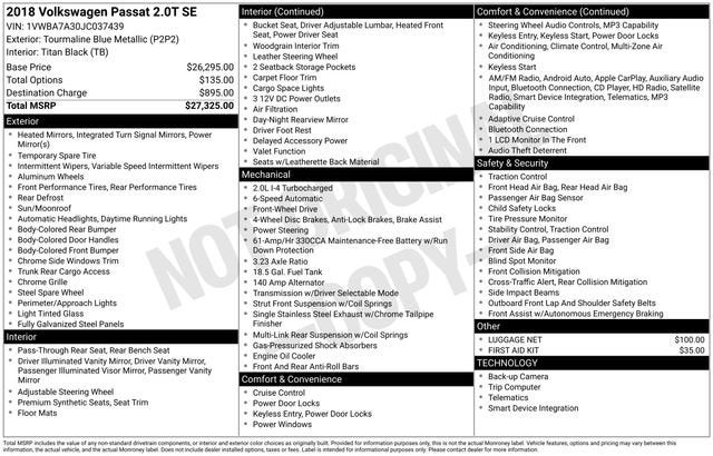 2018 Volkswagen Passat 2.0T SE