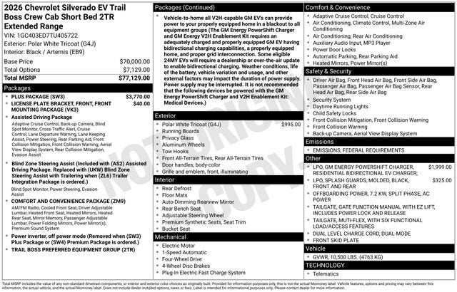 2026 Chevrolet Silverado EV Trail Boss - Extended Range