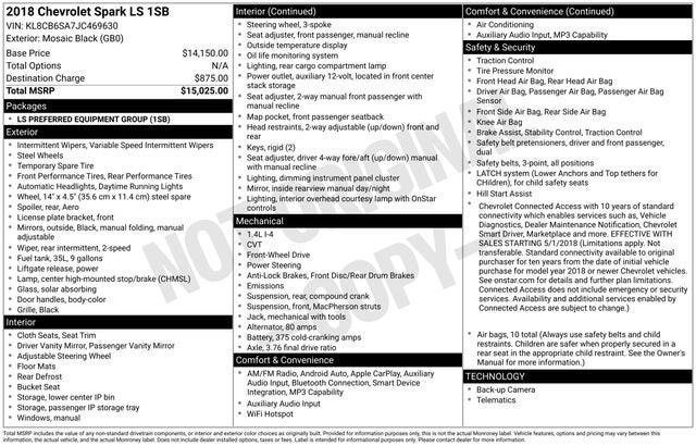 2018 Chevrolet Spark LS