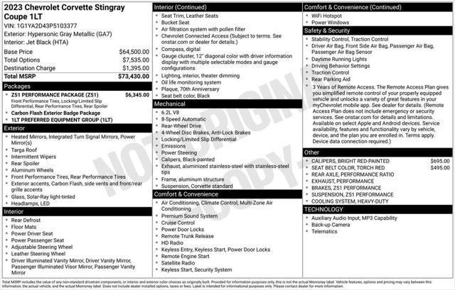2023 Chevrolet Corvette Stingray RWD Coupe 1LT