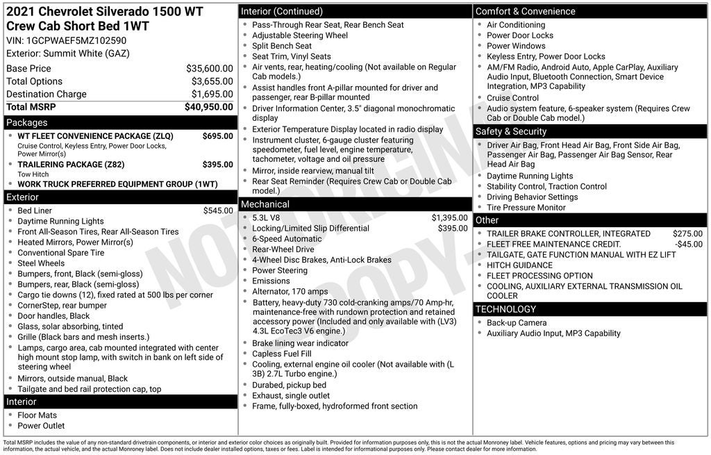 2021 Chevrolet Silverado 1500 WT