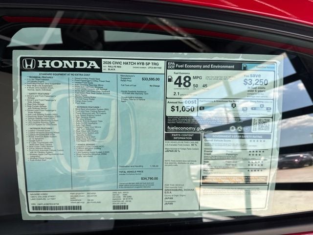 2026 Honda Civic Hybrid FWD Touring Hybrid