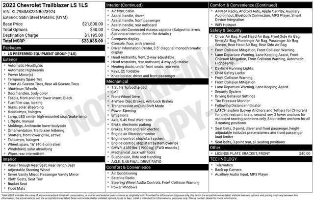 2022 Chevrolet TrailBlazer LS