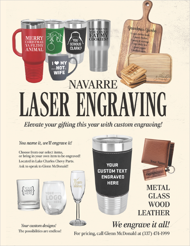 Custom Laser Engraved Gifts at Navarre including tumblers and cutting boards